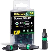 1" Square Drive Screwdriver Bit#2, Magnetic Robertson SQ2 Bits 25 Pcs | TaiWan S2 Heavy Duty Impa...