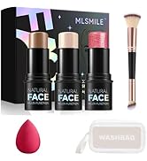 LTIYV 3-Piece Contour Stick Makeup Set with Dual-End Brush & Blending Sponge - Matte Highlighter,...