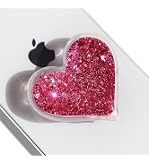 GRIPONG Cute Heart Shape Quicksand Glitter Expandable Collapsible Mobile Phone Grip Stand Holder ...