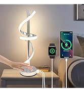 LED Modern Table Lamp, Dimmable Spiral LED Table Lamp, 3 Colors Touch Control LED Bedside Lamp, S...
