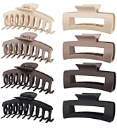 TOCESS Large Hair Claw Clips for Women Girls, 8PK Neutral Matte Jumbo Square Hair Clips for Thick...