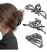 ACO-UINT 3 Pcs Skull Hands Metal Hair Clips Black Spider Claw Clips for Women Gothic Non-Slip Hai...
