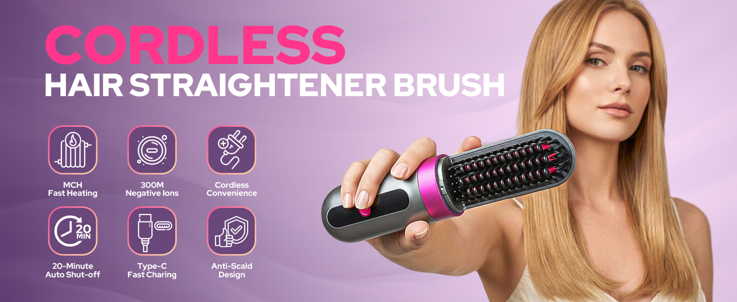 cordless hair straightener brush