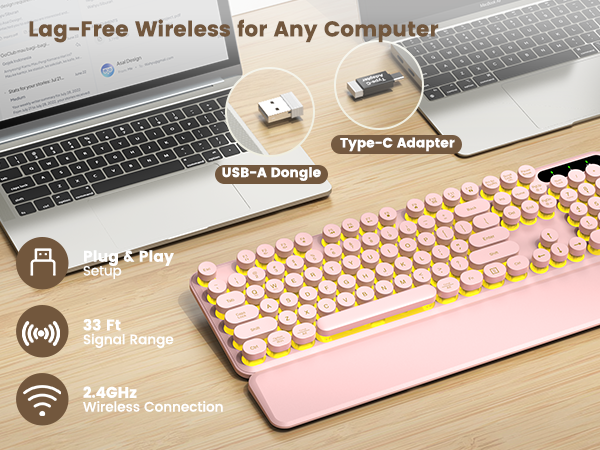 Just plug in the single USB receiver (included). Enjoy a reliable, lag-free connection