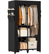 Jofuler Wardrobe Closet, Quick and Easy Assembly, Black Portable Closet with 2 Hanging Rods 4 Sto...