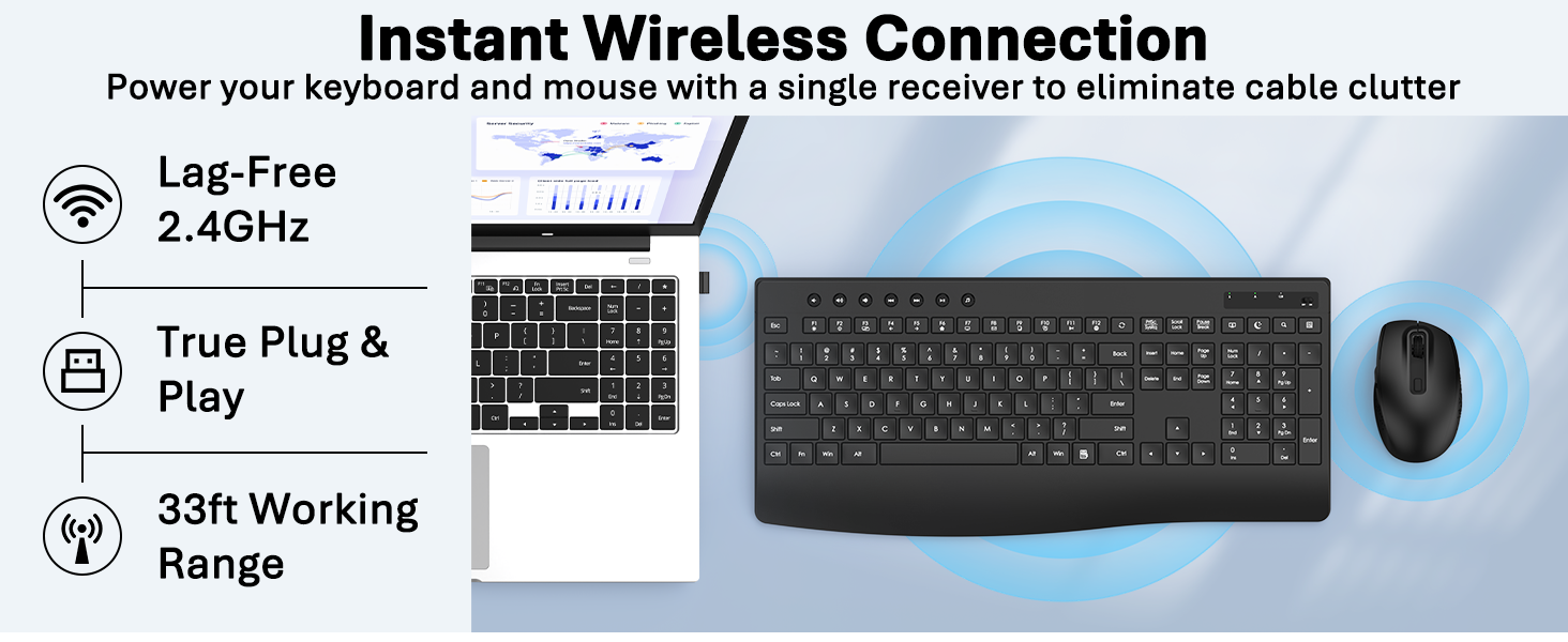 Instant wireless 2.4G connection plug and play