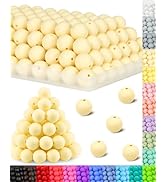 120PCS FIVEIZERO Silicone Beads, 15mm Silicone Beads Light Yellow for Keychain Making Bulk Round ...