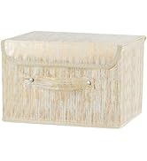 VinneGenzz Decorative Storage Boxes with Lid Luxury Metallic Fabric Storage Bins Organizer Contai...