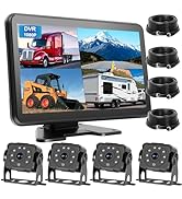 4 Wired Backup Camera System,10.1" HD 1080P Touch Quad Split Monitor Recording IP69K Waterproof I...