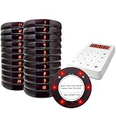 Pagers for Restaurants, 20 Coaster Beeper Pager System with Buzzer, Customer Queue Pagers Set wit...