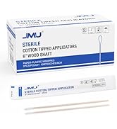 JMU 6 Inch Sterile Cotton Tipped Applicators, 200 Count Long Cotton Swabs, Wood Shaft Medical Swabs