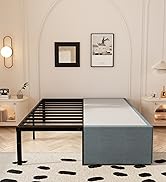 Maenizi Queen Bed Frame with Fabric Cover 18 Inch, Heavy Duty Metal Bed Frame Queen Size, No Box ...