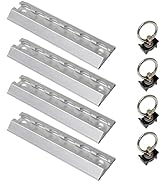 Boxer 4 Pack L Track Kit - 4 L-Track 6" with 4 Steel Ring Fittings - 8 pcs Heavy Duty Tie Down Sy...