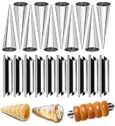 RoseFlower 20pcs Non-Stick Cream Horn Cones Tubes 2 Sizes Stainless Steel Conical Croissant Pastr...