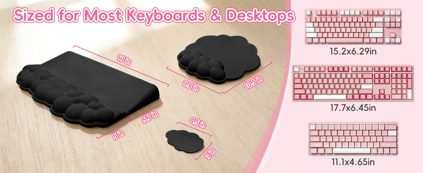sized for most keyboard and desktops