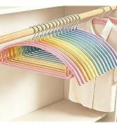 Gleynest 14 Pack Multi Color Coated Wire Hangers, Curved No Bump Non Slip Metal Clothes Hangers, ...