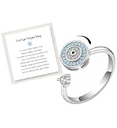 ZenVib To My Daughter, Evil Eye Fidget Mood Anxiety Relief Spinning Ring Adjustable Silver Inspir...