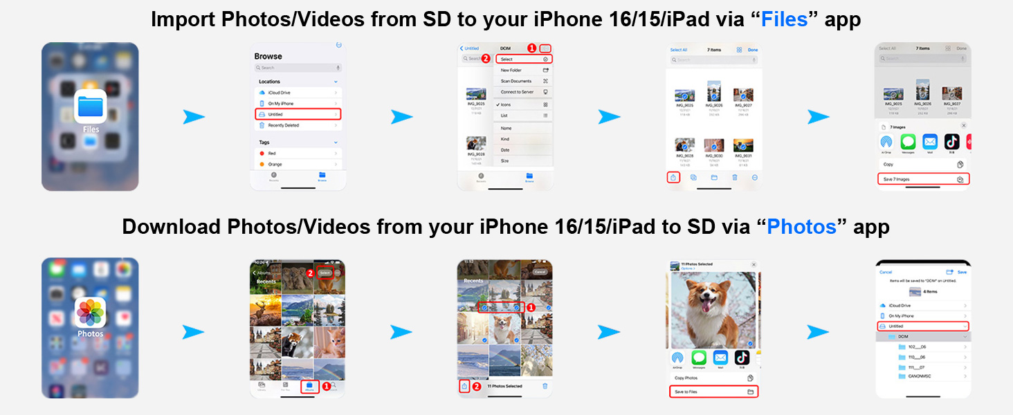 sd card reader for iphone 17 pro max adapter for digital camera to android phone galaxy a56 5g a36
