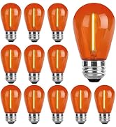 Sxminer S14 LED Bulbs Orange Halloween LED Replacement Bulb Plastic Shatterproof 1W Outdoor LED S...