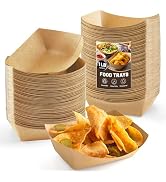 ZORRITA 1 Lb Small Paper Food Trays - 100 Pack Disposable Food Boats, Kraft Food Holders Brown Ta...