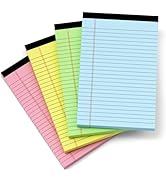 Colored Legal Pads 5x8, 4 Pack, Lined Note Pads 5x8 College Ruled, Note Paper 5x8, Pink Notebook ...
