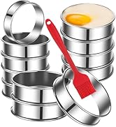 12Pack English Muffin Rings 3.15 Inch Crumpet Rings Stainless Steel Double Rolled Tart Rings, Rou...