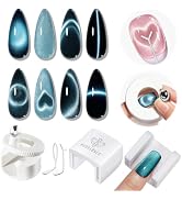 Modelones Cat Eye Magnet 5D Nail Magnet for Cateye Gel Polish Nail Stuff | White 360°Rotating Aut...