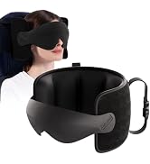 Air Neck Free Travel Pillow for Airplane, Travel Pillow with Seat Strap and 3D Eye Mask to Firm H...