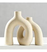 Hug Donut Decorative Vase Set - Beige Vase, Modern Nordic Boho Style Vases Home Decor, Matte Cera...