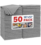 FIXSMITH Grey Microfiber Cleaning Cloth, Pack of 50, 16"X12" Cleaning Rags for Housekeeping and K...