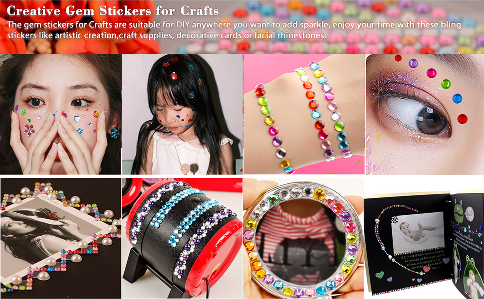 Gem Stickers Jewels for Crafts - Self Adhesive Rhinestone Jewel Stickers