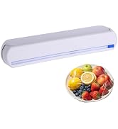12 Inch Dual-Slide Wrap Dispenser with Suction Cup Base, Detachable Cling Wrap Holder, Multi-Purp...