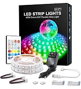 RGB LED Strip Lights 65.6ft,4096 DIY Colors Rope Lights with Memory Function,Self-Adhesive Color ...