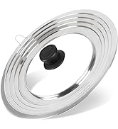 Universal Lid for Pots and Pans Skillets, Stainless Steel Pan Cover fit Fits 8.2-12.5 Inch Cookwa...