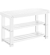 Pipishell Bamboo Shoe Rack Bench, 3-Tier Sturdy Shoe Organizer, Storage Shoe Bench, Holds up to 3...
