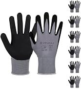 Velway Safety Work Gloves for Men Women - 6 Pairs MicroFoam Nitrile Coated Palm Golves Seamless K...