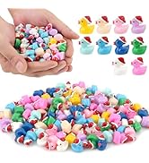 100Pcs Mini Resin Ducks, Tiny Christmas Ducks Miniature Duck Figures Bulk Miniature Garden Landsc...