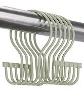 Bathway Shower Curtain Hooks Sage Green Shower Curtain Rings with Cylindrical Design, 12Pcs Metal...