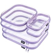 YQBRAO 6PCS Clear Hard Shell Zipper Case, Clear Travel Cosmetic Bag, Toiletry & Makeup Case, Zipp...