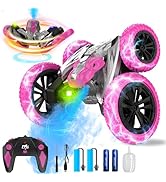 Remote Control Car, 360° Rotating RC Stunt Car with Lights and Spray, 2.4Ghz 4WD Double-Sided Dri...
