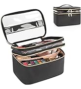 Makeup Bag, Double layer Cosmetic Cases Travel Makeup Organizer Toiletry Bags Large Make Up Bag F...