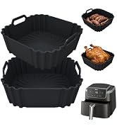 Silicone Air Fryer Liners 2 Pack, Reusable Silicone Air fryer basket liners for Ninja AF141 181, ...