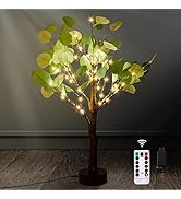 Lighted Eucalyptus Tree Decor Battery Operated or USB 18in 50 Warm White LED with Timer, Fairy Li...