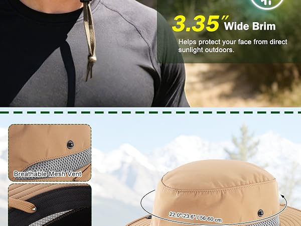 Connectyle Men's Sun Hat UPF 50+ Sun Protection Fishing Hiking Hat Cowboy Bucket Hat
