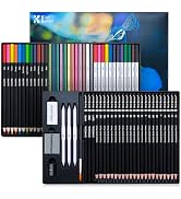 Kird Barken 70 PCS Art Supply Drawing Set, Pro Art Supplies with Tutorial,Colored, Graphite, Char...