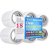 APORNI Clear Packing Tape Heavy Duty Refill Rolls Sealing Great for Packing Box Shipping and Movi...