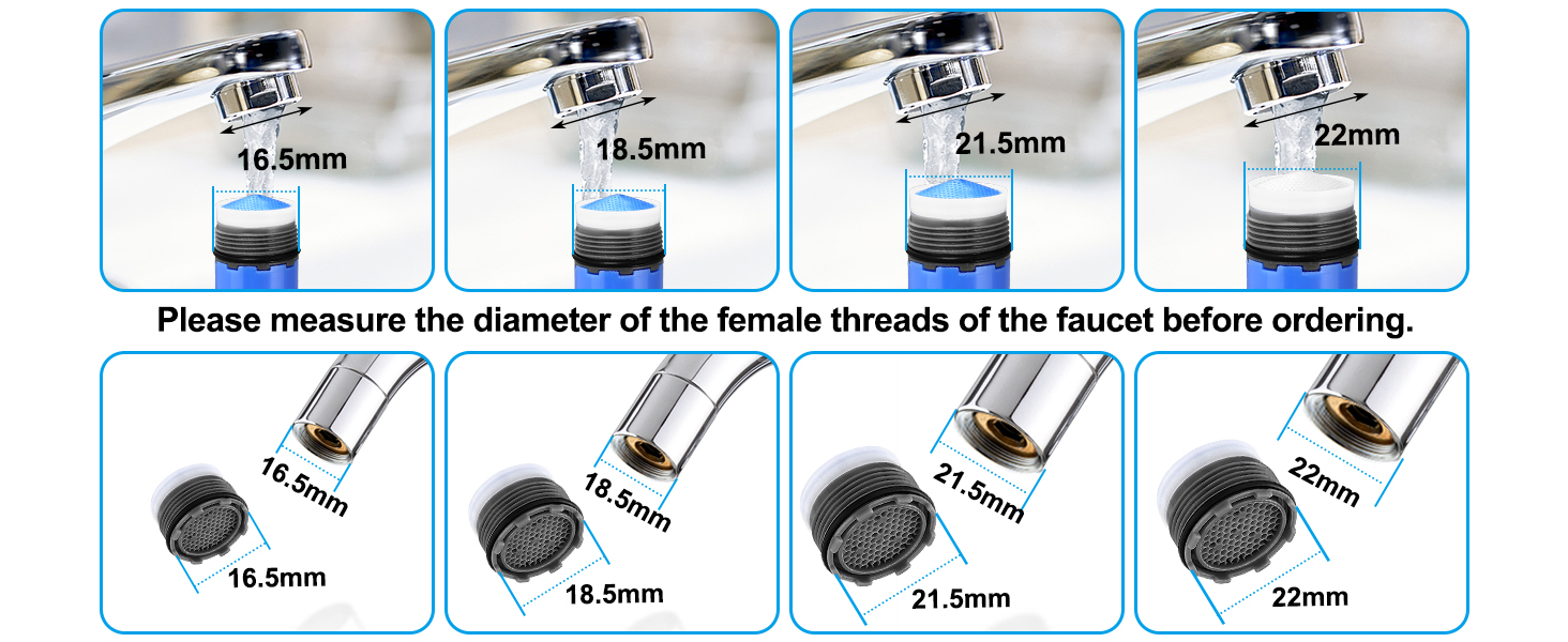 Faucet Cache Aerators with Faucet Aerator Key Replacement Inserts for Sink M16.5 18.5 21.5 24 mm