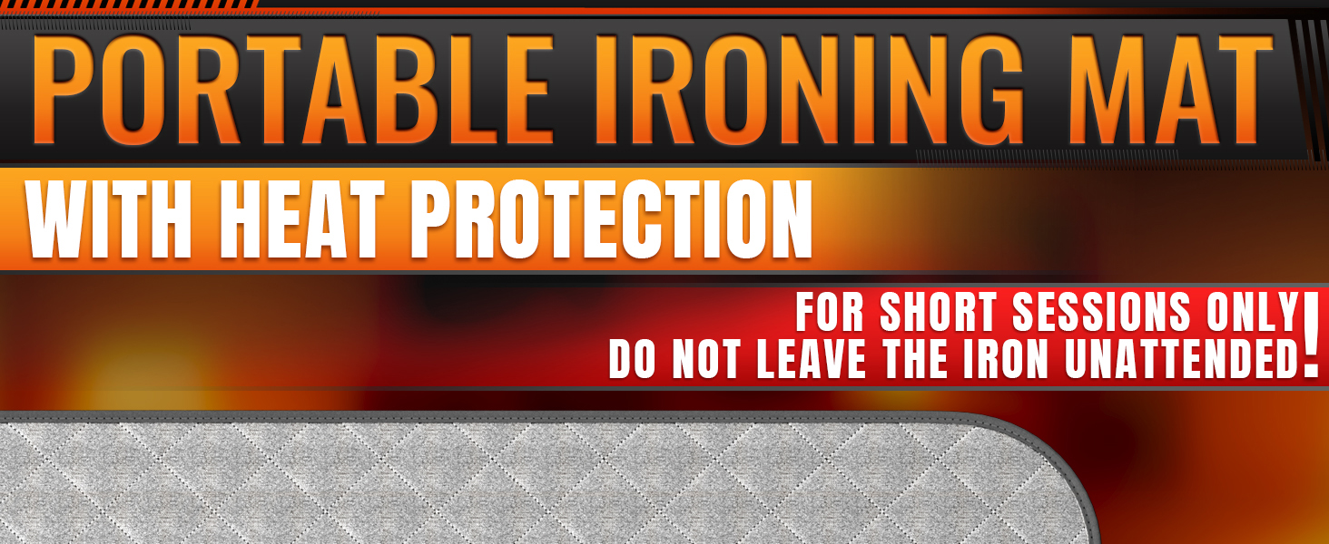 portable ironing mat for table top shown with heat protection surface for quick ironing sessions