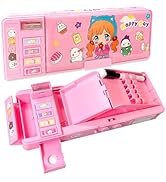Pop Up Multifunction Pencil Case, Cute Cartoon Pen Box Organizer Stationery with Password Lock, S...