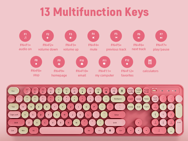 pink keyboard and mouse wireless
